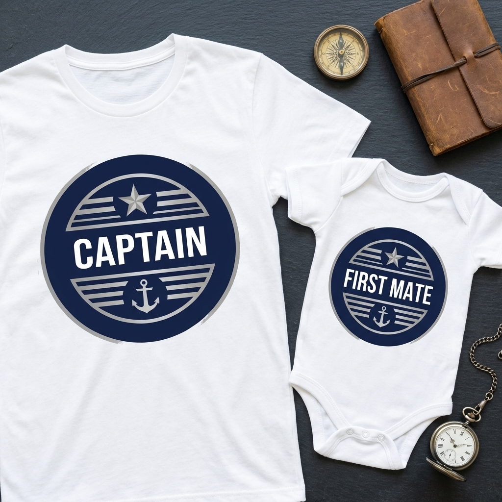 The Crew Bundle: Captain T-Shirt + First Mate Baby Onesie