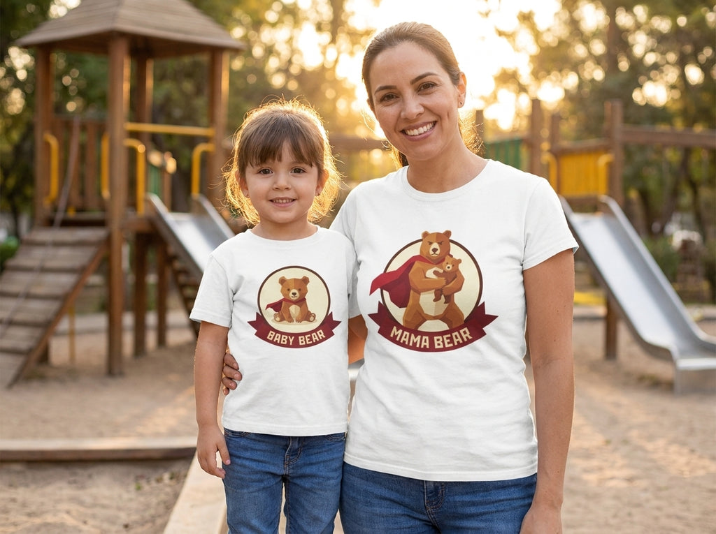 Bear Family Bundle: Mama Bear T-Shirt + Baby Bear Kids T-Shirt