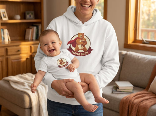 Bear Family Bundle: Mama Bear Hoodie + Baby Bear Onesie