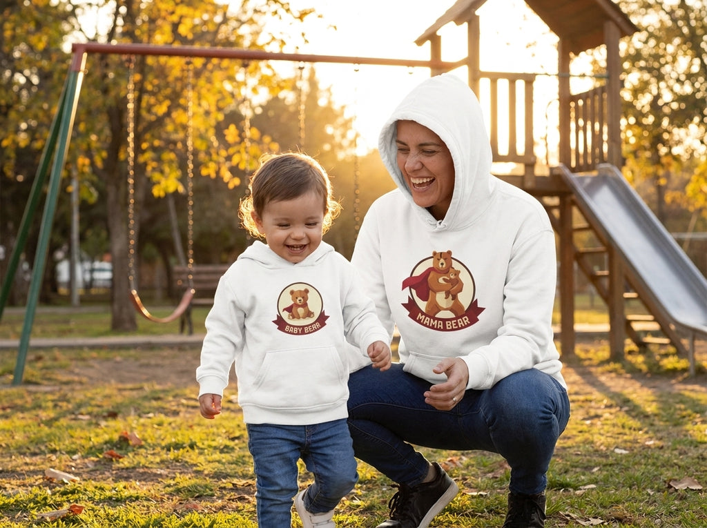 Bear Family Bundle: Mama Bear Hoodie + Baby Bear Toddler Hoodie