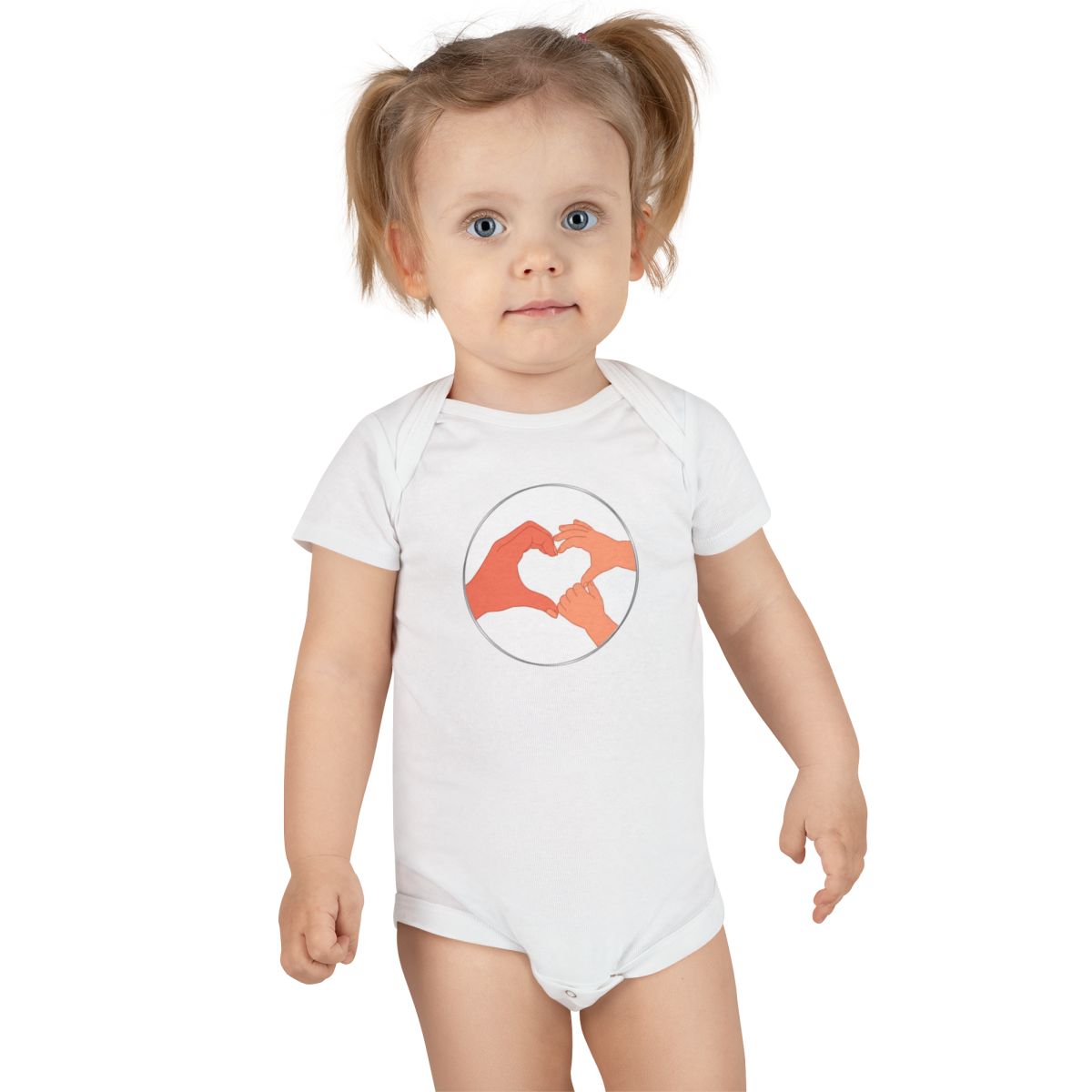 Bestie Bundle: Bestie Heart Hands T-Shirt + Bestie Baby Onesie (Silver)