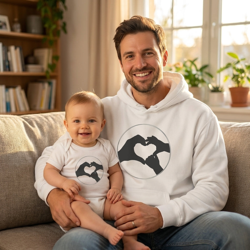 Bestie Bundle: Bestie Heart Hands Hoodie + Bestie Baby Onesie (B&W)