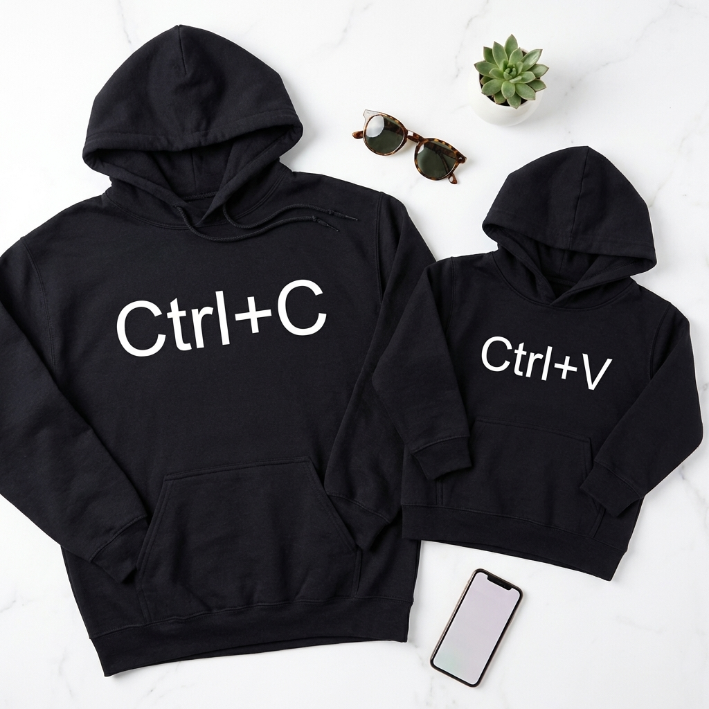Copy Paste Bundle: Ctrl+C Hoodie + Ctrl+V Toddler Hoodie