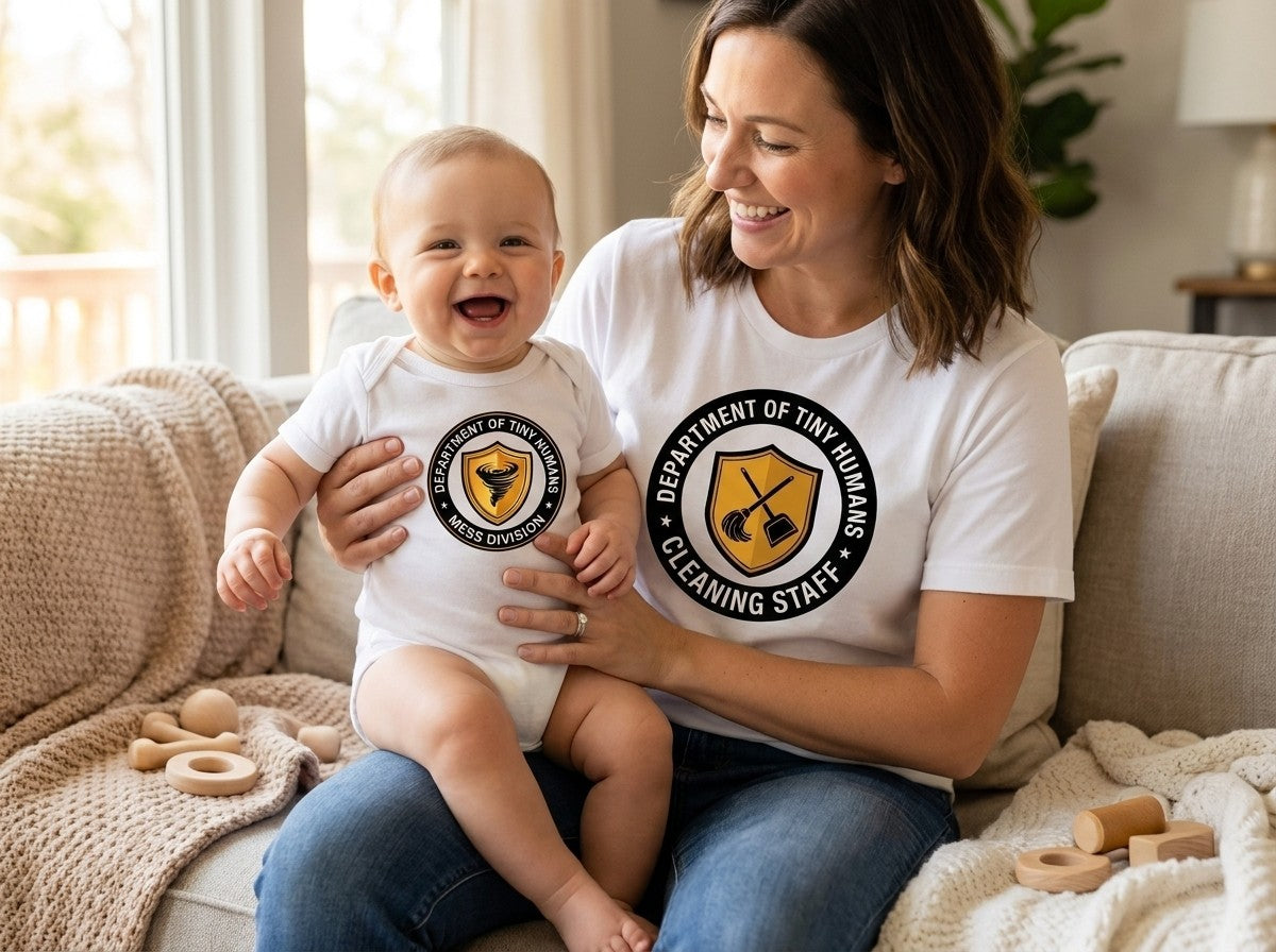The Mess Bundle: Cleaning Staff T-Shirt + Mess Division Baby Onesie