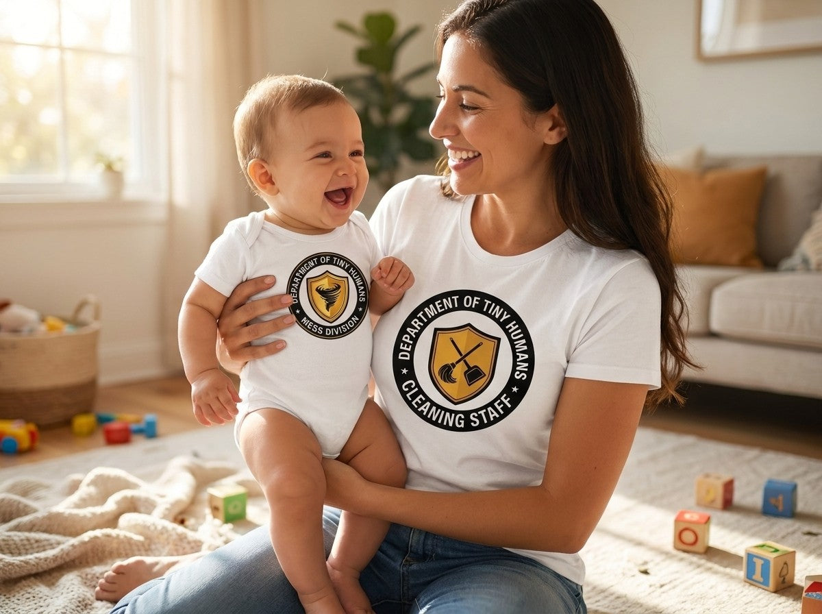The Mess Bundle: Cleaning Staff T-Shirt + Mess Division Baby Onesie