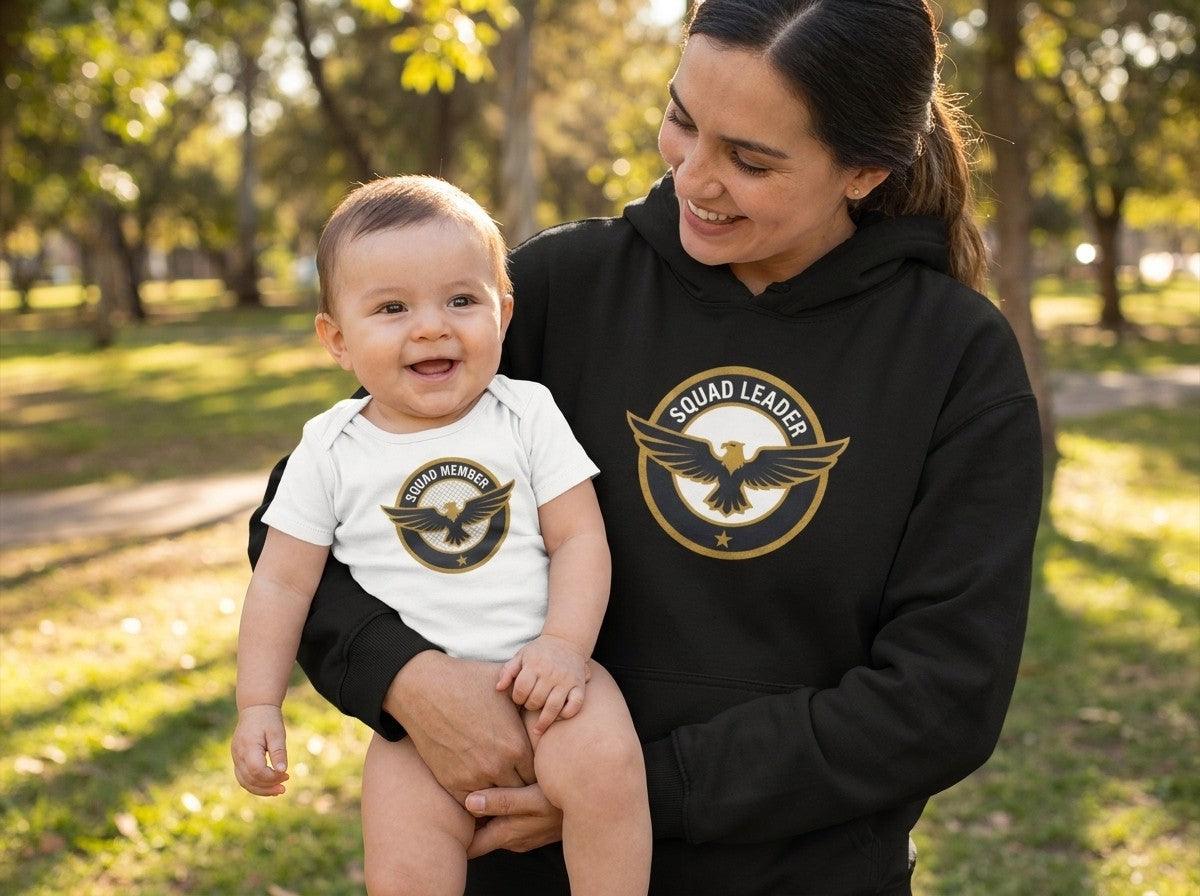 Squad Bundle: Squad Leader Hoodie + Squad Member Baby Onesie